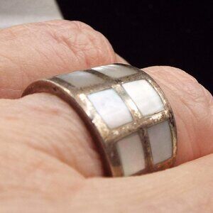 COLLINS FINE JEWELRY CFJ MOTHER OF PEARL "WINDOWS" IN STERLING SZ. 6.5 RING 35
